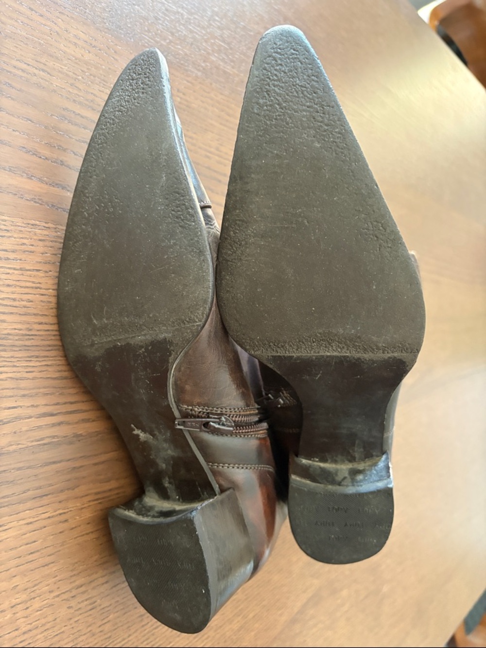 VINTAGE PEGABO - Made in Italy Brown Leather Mid-Calf Zip Boots - Picture 9 of 13